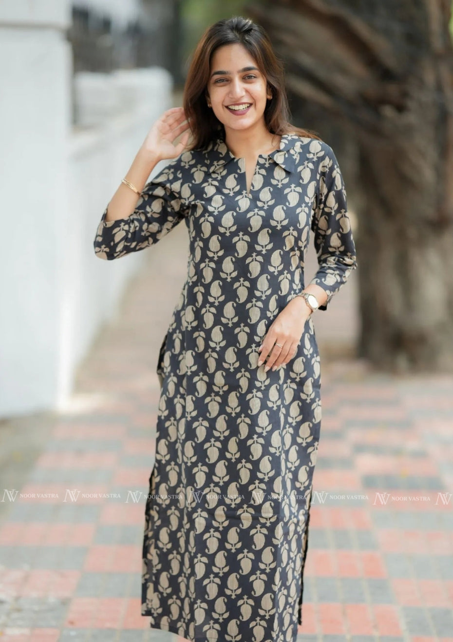 Obsidian Black Print Co-ord Sets With Pockets